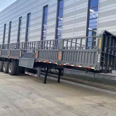 40FT 3軸 60トン 13m パーソナライズされた横壁貨物輸送フェンス半トレーラー