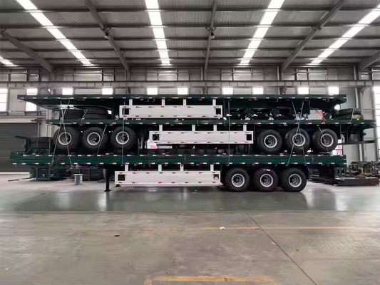 オーダーメイド 20ft/40ft 3Axle フラットベッドセミトレーラー 新しい特殊輸送 鉄箱 トラックトレーラー 12r22.5 タイヤ